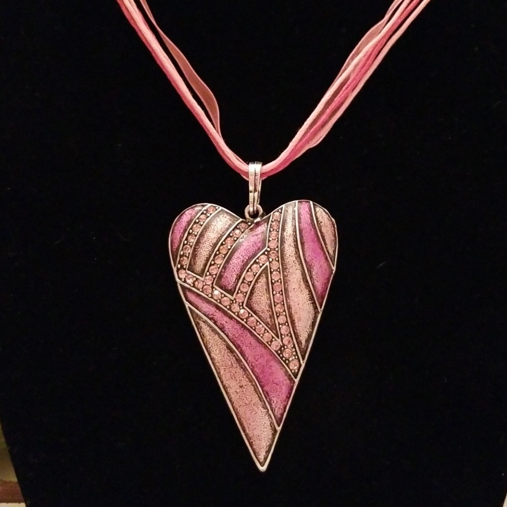 Enameled heart necklace - Picture 2 of 7